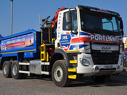 Portland-Skips-DAF-6-wheeler-GrabTipper-lorry